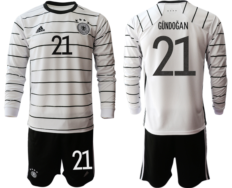 Men 2021 European Cup Germany home white Long sleeve #21 Soccer Jersey->germany jersey->Soccer Country Jersey
